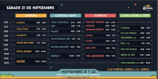 Horarios Oficiales Corona Capital